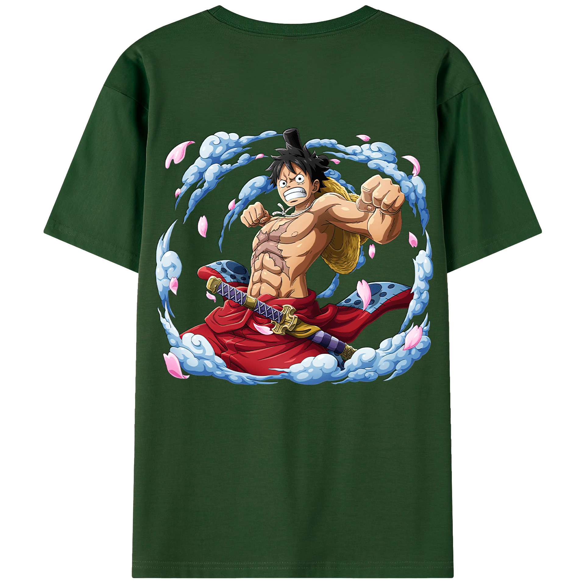 ワンピース モンキー・D・ルフィ ONE PIECE Monkey D. Luffy 綿100％半袖Tシャツ（背面プリント）